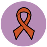 The circle icon for HIV & AIDS - an illustration red ribbon on a purple background.