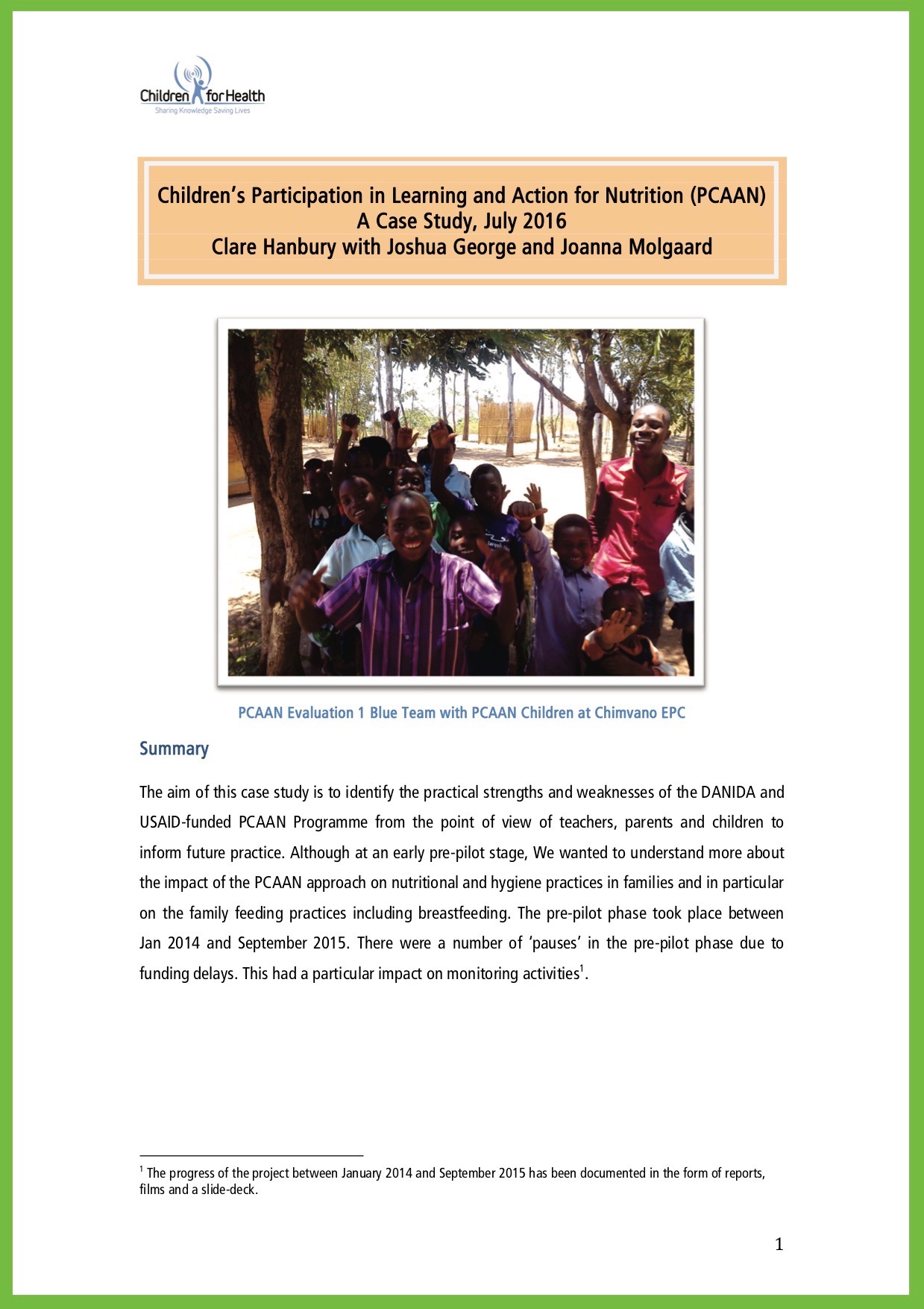 Young Adolescent Nutrition Education in Mozambique – The PCAAN Case Study