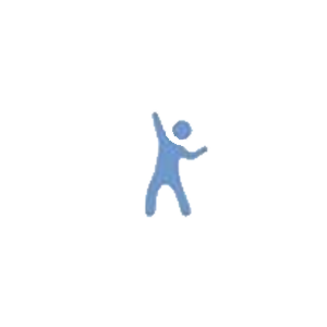 A blue silhouette of the child from our logo.