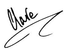 A photo of Clare's signature in black ink