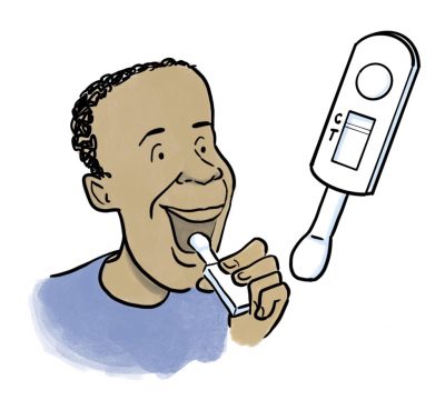 A person takes a HIV test at home.