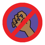 Anti-bullying logo - a hand behind a red 'no circle'.