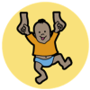 The circle icon for Caring for Babies & Young Children Prevention - an illustration of a pair of hands helps a toddler in an orange shirt and blue nappy walk.