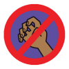 Anti-bullying logo - a hand behind a red 'no circle'.